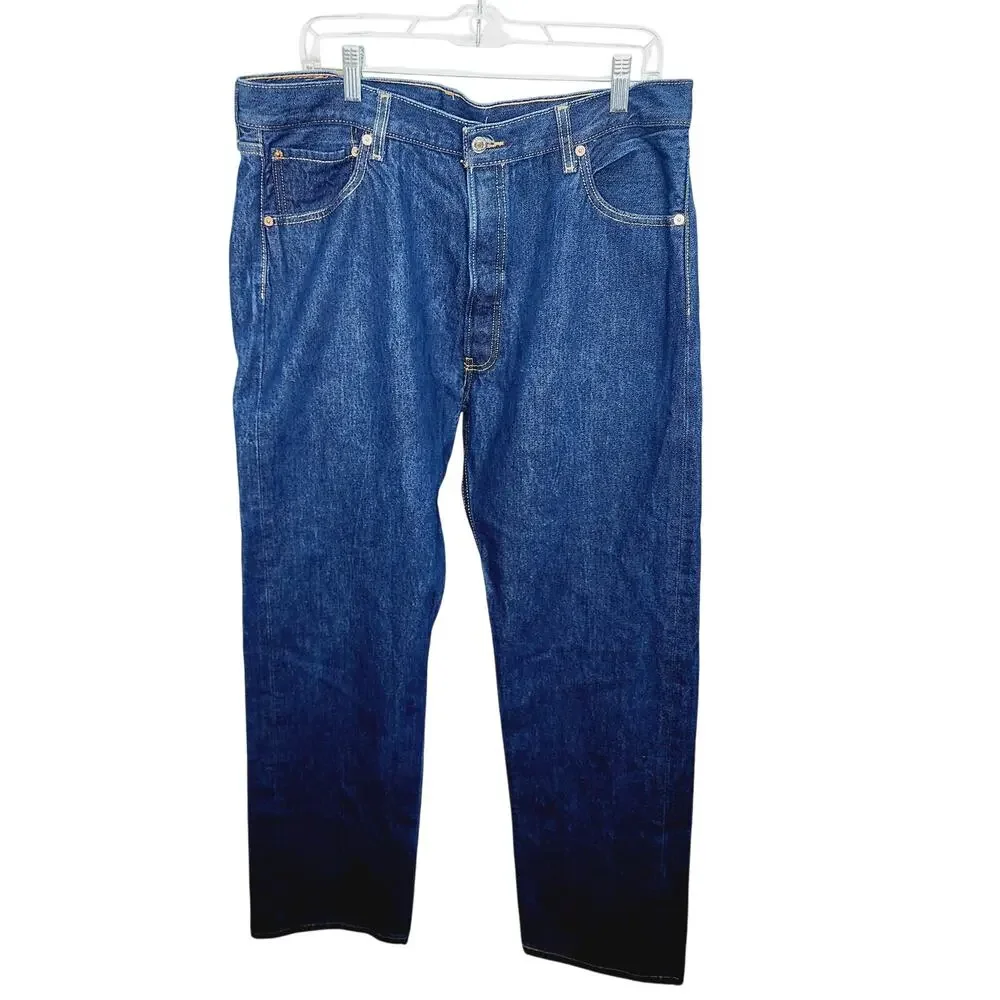 Levi's 501 Straight Fit Men's Jeans 38x34 Dark Blue Wash Button Fly Denim